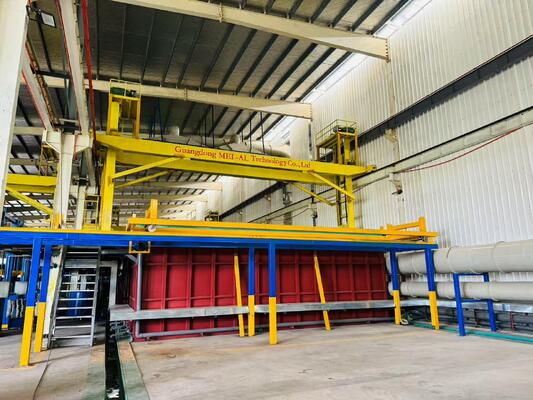 Buen precio Línea de producción de anodizado horizontal con salida de 750T/mes, longitud máxima de perfil de 6500 mm y espesor de película de 8-25 µm en línea