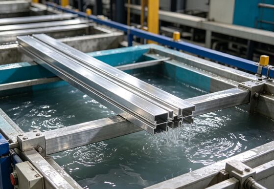 Buen precio Línea de anodizado horizontal automática para perfiles de aluminio con 750 T/mes de salida 6500 mm de longitud máxima del perfil y espesor de película de 8-12 μm en línea